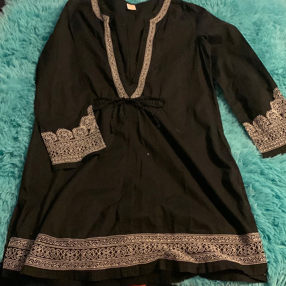 Tropical escape black beach cover up